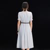 Elegant Linen Blend V-neck Tie-Waist Maxi Dress