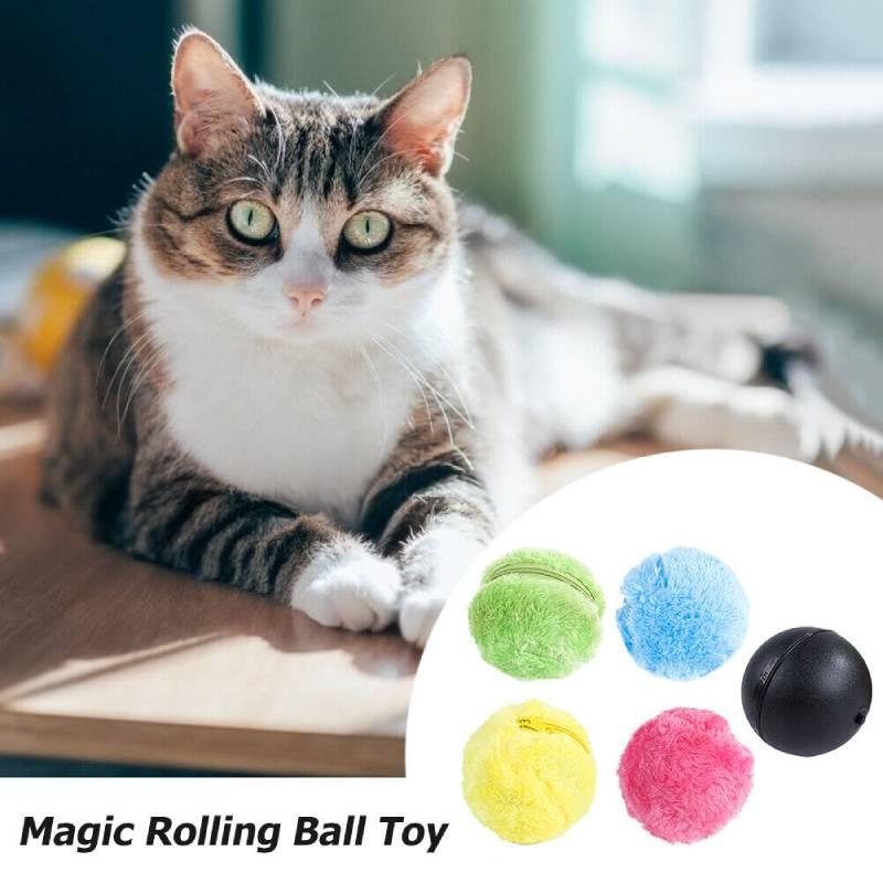 Interaktiver Plüschtierball für Hunde und Katzen Elektrisches Haustierspielzeug zur Linderung von Langeweile ABS-Kunststoff und Korallenfleece-Material 9cm/3.54in Größe