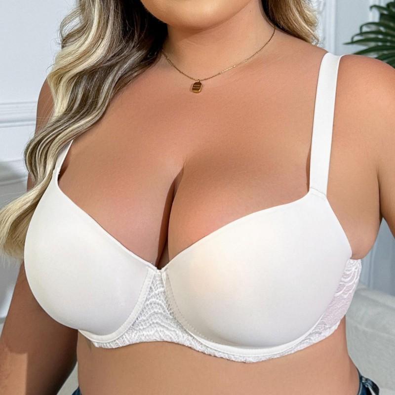 Reggiseno Minimalista Monocolore con Ferretto Push Up Supporto Laterale Taglie Forti Lingerie Donna