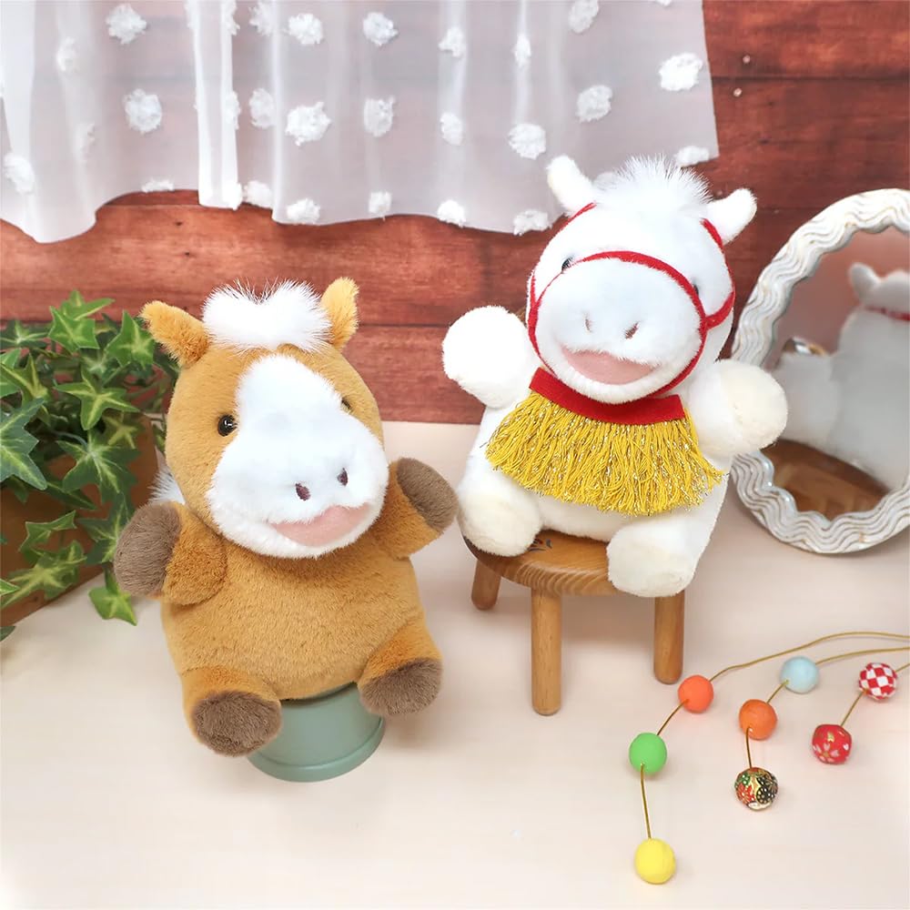 Naito Design Zodiac Pocha Horse Plush Year of the New Reiwa 8 Institute's Toy, Brown, 2026, Horse, Year's Day,