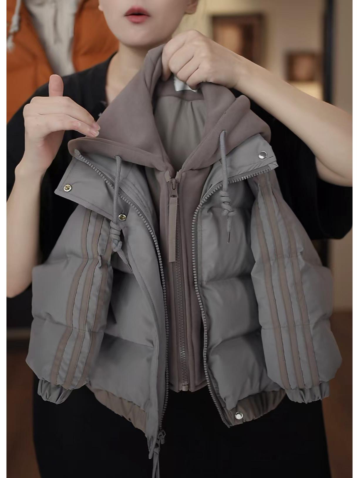 

Супер толстая зимняя куртка с хлопковой подкладкой для детей - Имитация двух предметов, стильная и теплая, холодостойкая для мальчиков и девочек. 120cm Height 1.08-1.18m