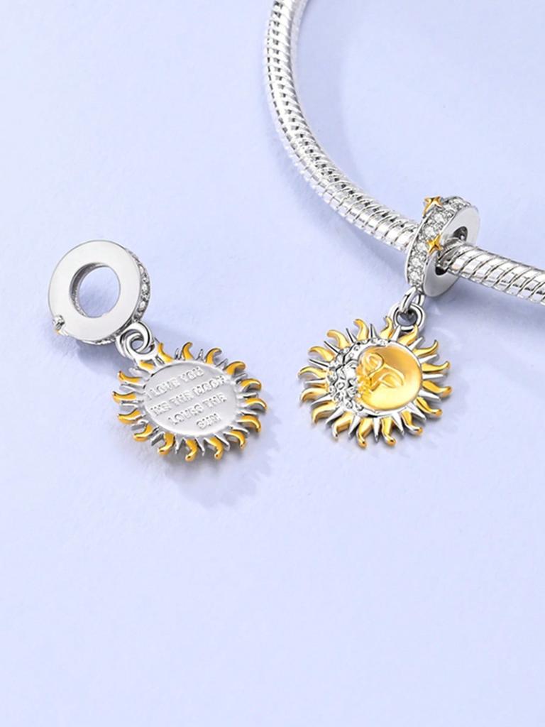 Golden Sunflower Shape Beads Charm Copper Plated Compatible With Charms Copper Original Wrist Bracelet For Jewelry Crafting Diy Charm