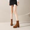 Women's Fashion High-heeled Boots Winter New British Style Soft Sole Anti-slippery  Versatile Keep Warm Leather Shoes