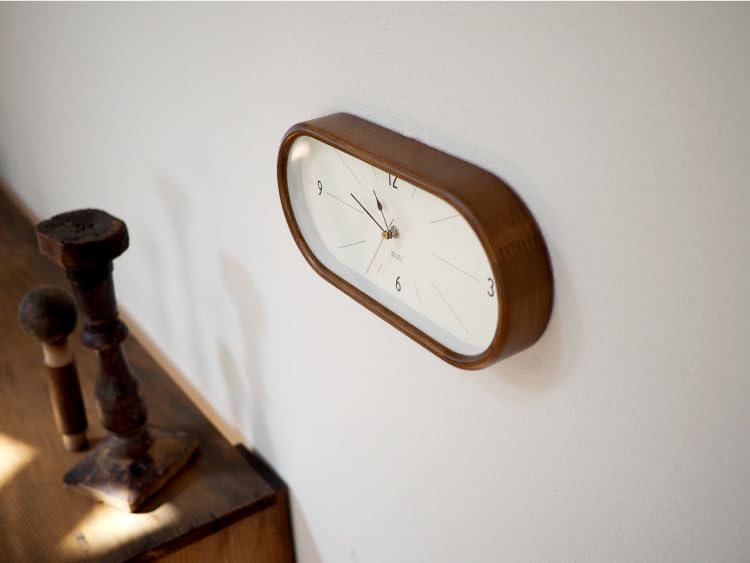 INTERFORM Curva Wall Clock, Brown, CL-4507BN, Sweep Movement