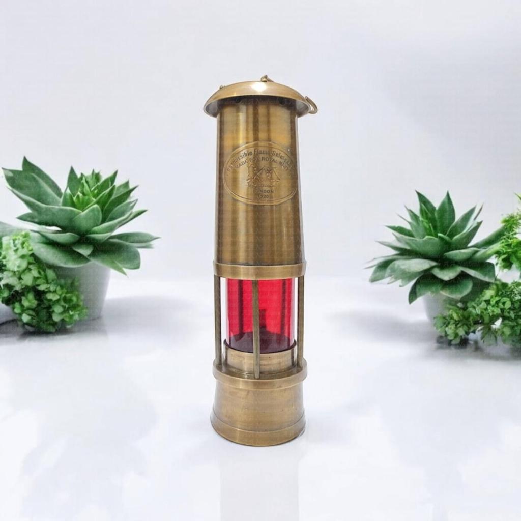 13.77 Massives Messing Funktionierende Außen-Leuchtturmlaterne, Nautische Schiffs-/Boots-Öllampe, Maritime Geschenke für Papa und Senioren, Weihnachtsdeko