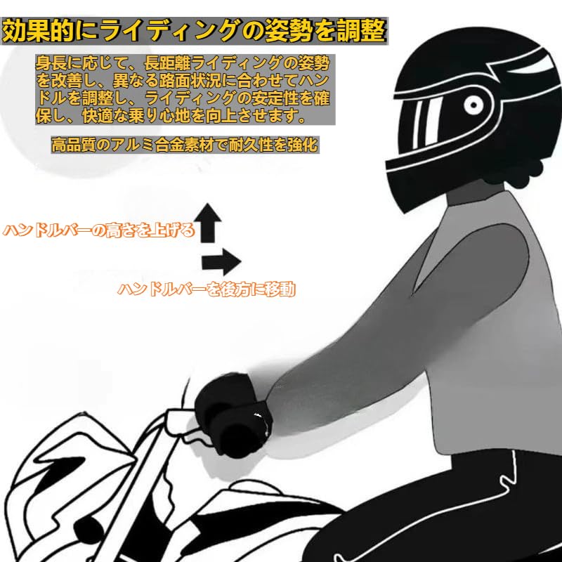 22mm Motorcycle Handlebar Raises Handlebar Motorcycle Post Bar Back Spacer Universal Motorcycle Accessory Risers, Position, Kit, (22mm, Black)