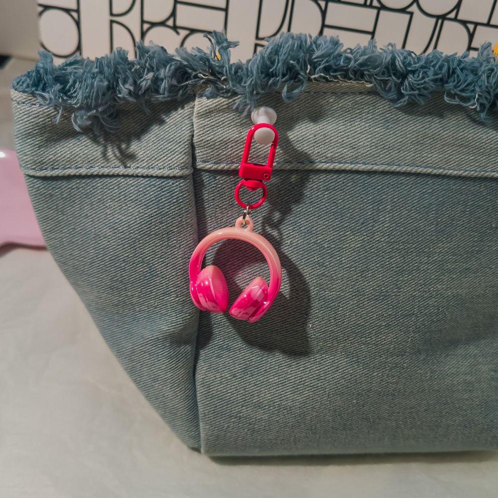 5Pcs Funny Headset Shape Keychain Colorful Car Key Ring Mini Earphone Shape Pendant  Bag Decoration