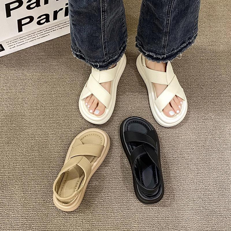 Sandals women's 2025 new summer Internet celebrity outer wear fashionable versatile platform fairy with skirt Roman beach shoes