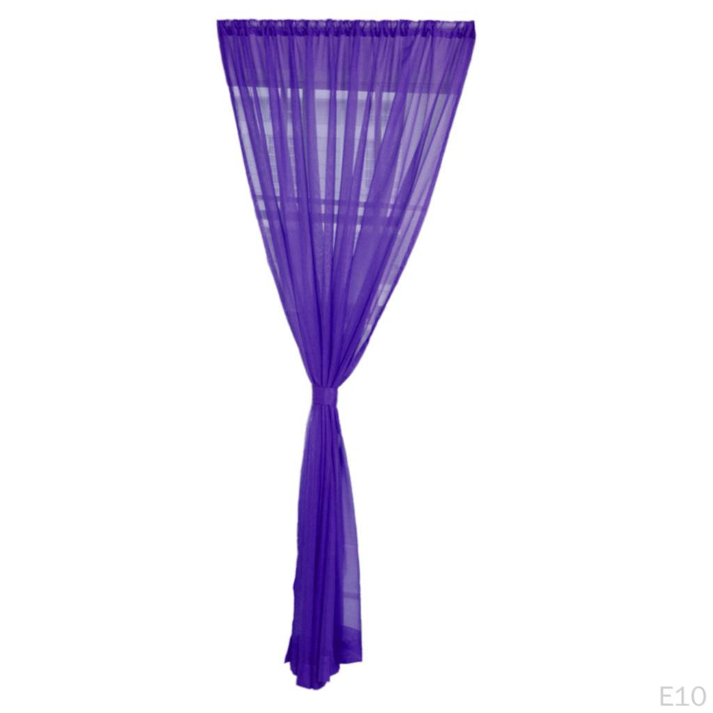 Voile Window Curtain Drape Set Solid Color Polyester