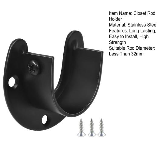 1/4/8Pcs Stainless Steel Closet Rod Holders Strong Load-bearing