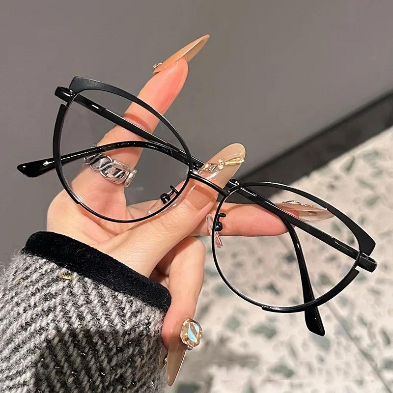 Unisex Retro Anti-Blue Light Eyeglasses Women s Fashion Cat Eye Metal Frame Eyeglasses High Definition Blue Light Blocking Eyeglasses