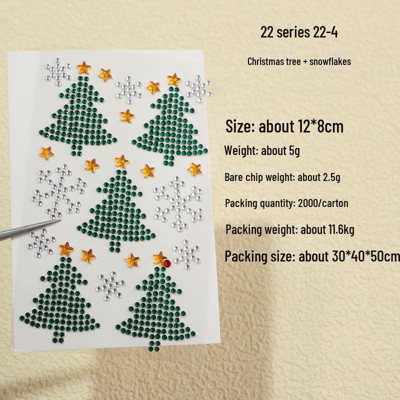 Christmas Snowflake Stickers & Rhinestone Tree Decorations - Festive Eye Corner Accessories