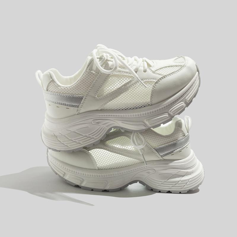 

Тонкая Дышащая Женская Обувь Легкая Обувь Папы Сетка Спортивная Повседневная Обувь Толстая Подошва Белая Обувь 40