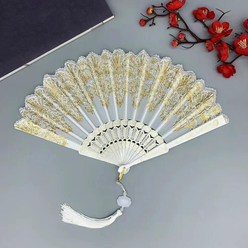 Multicolor Hand Fan Lace Wedding Party Bride Fan White Fur Folding Fan  Hand Held Party Decoration