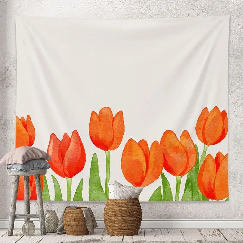 Decorative Tapestry Tulip Flowers Background Home Decoration Living Room Art Wall Covering
