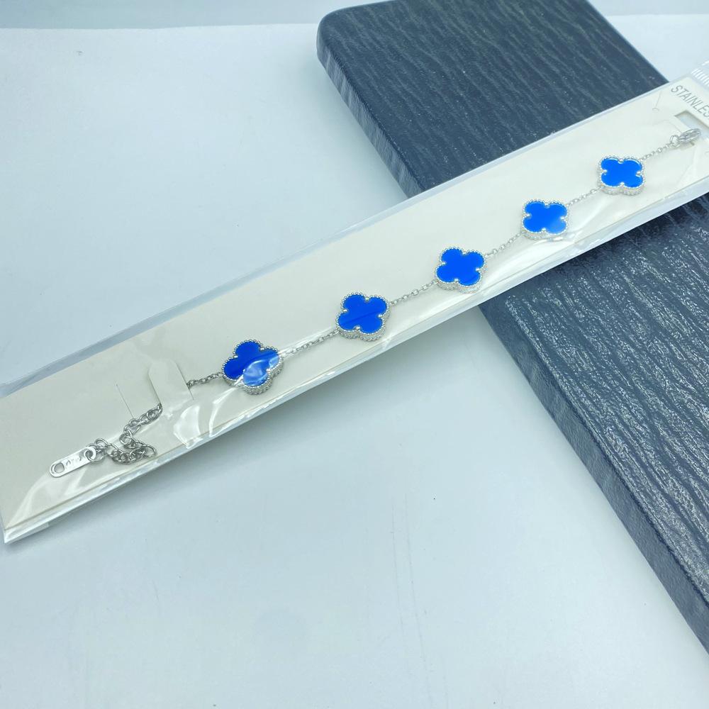 15MM Titanová ocel Čtyřlístek Pět květů Náramek Vysoce kvalitní Neztrácí barvu Dámský náramek