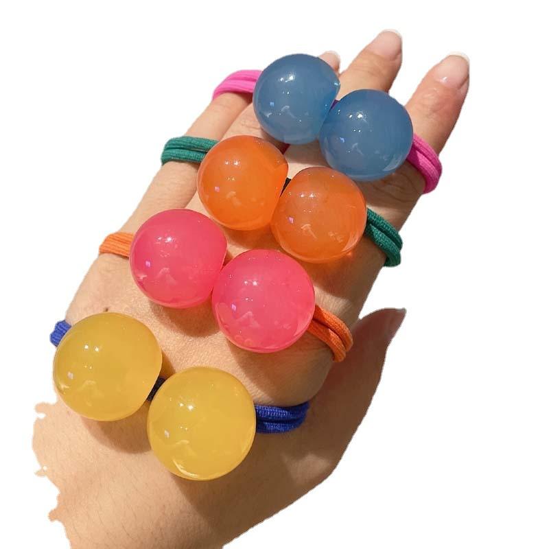 2025 Spring Summer New Colorful Ball Jelly Hair Ties, Cute Elastic Bands for Girls,  Sweet Versatile Hair Accessories for Kids