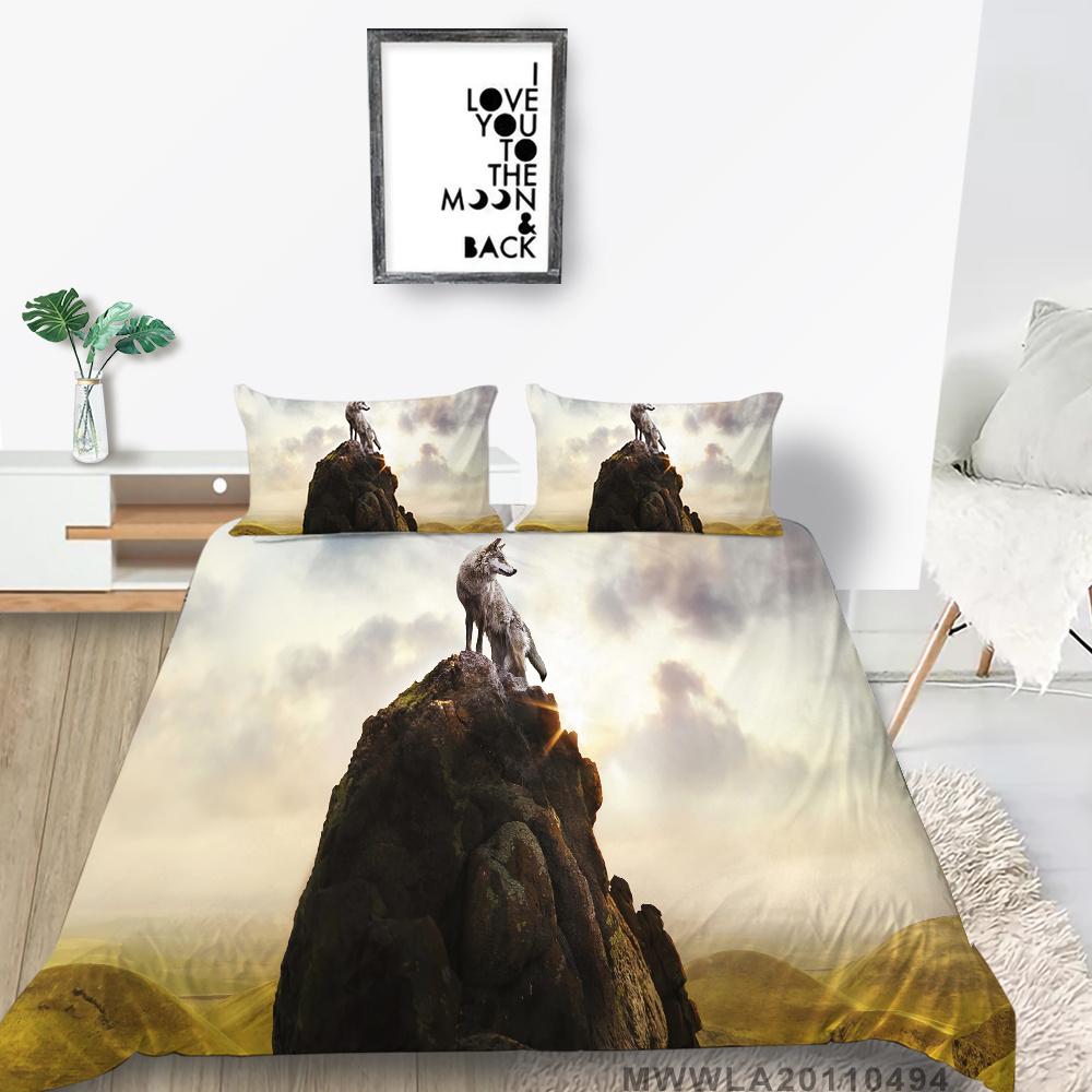 Home Bed Set with Bedding Pillow 2/3 Pcs Duvet Covers Highend 3D Wolf Printed Bedding Suit Home Textiles