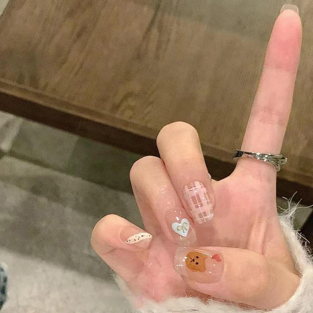 Simple French Gradient Detachable Press-On Nails: Short, Whitening False Nail Tips.