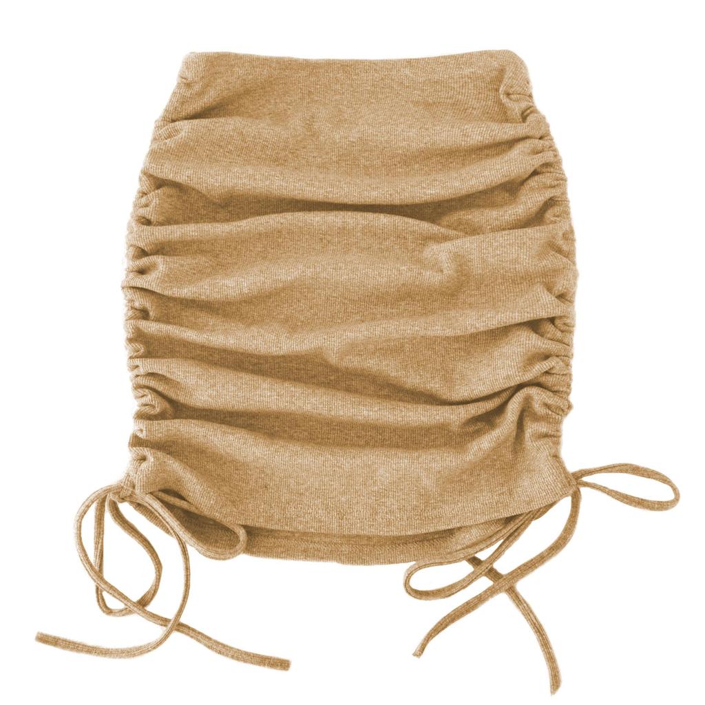 Stickad gängad sidodragsko Stretch Crepe Kjol Sexig Slim Justerbar Höftkjol