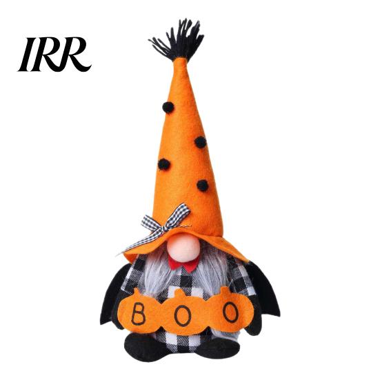 Festive Home Decor Halloween Plush Gnome Decoration, Spooky Orange Black Boo Pumpkin Swedish Tomte Decorative Toys Figurine, Elf Dwarf Ornaments