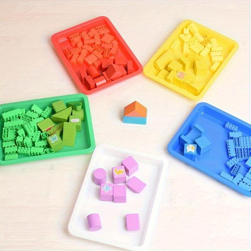 5pcs Colorful Plastic Flat Bottomed Shallow Tray Experimental Tray Small Item Parts Storage Box Storage Classification Square Tray