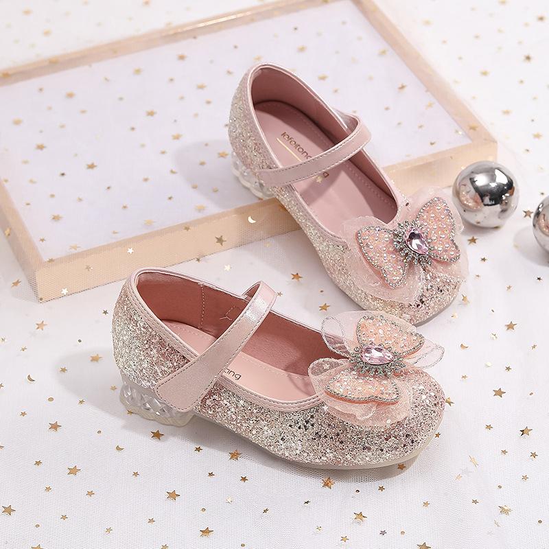 

New Superfiber Children s Shiny Rhinestone High Heels for Little Girls Performance Dance Shoes 25 розовый