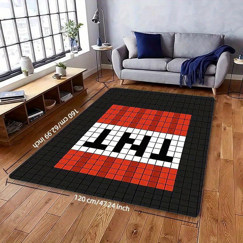 TNT Pixel Game Block Mat Carpet, Retro 8-Bit Design Non-Slip Polyester for Living Room Bedroom Game Room Entryway Decor