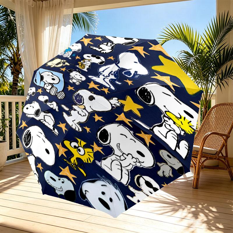 Snoopy Print Automatic Open Close Umbrella, Portable Foldable Umbrella, for Outdoor Commute Camping Trip, Ideal Birthday Gift