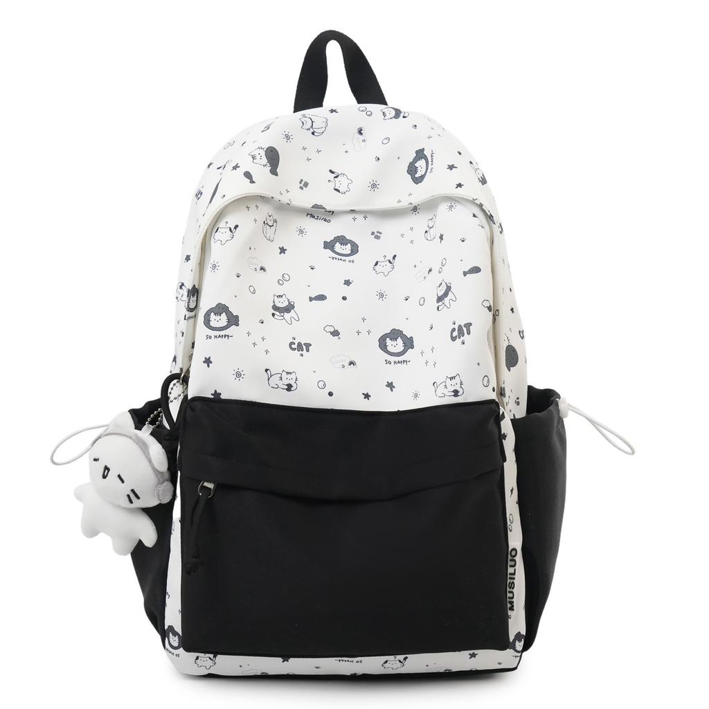 Schoolbag Japanese isn't cute cat printed student backpack niche high value color matching large capacity schoolbag small backpack
