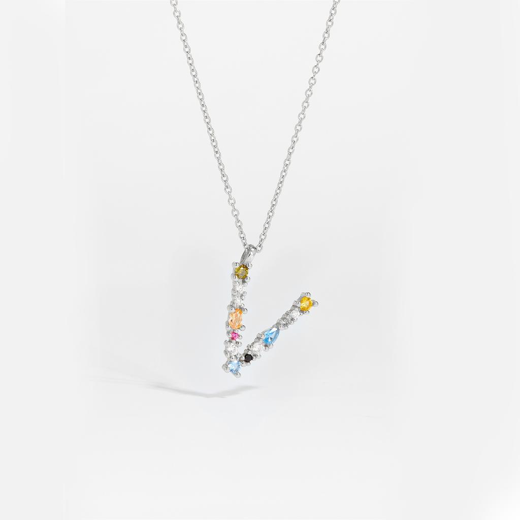 925 Sterling Silver Gold Letter M Pendant Initial F Alphabet Necklace Monogram Opals 2020 Women Accessories Jewelry