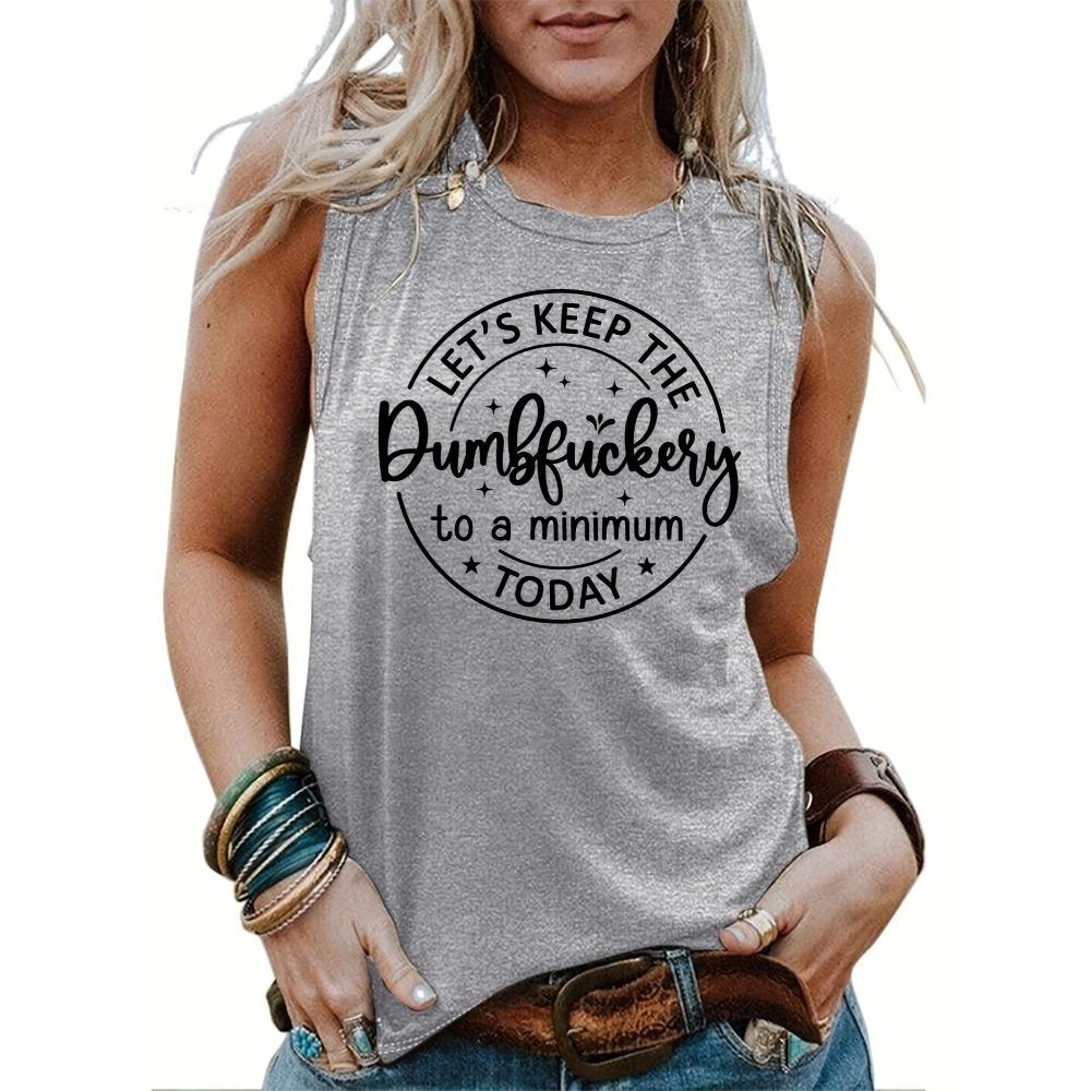 Printed round neck sleeveless vest T-shirt printed vest women s fashionable streetwear S