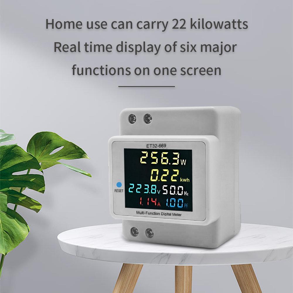 Digital Single Phase Energy Meter Household Electricity Usage Monitor AC40V 300V 100A Power Voltmeter Ammeter Voltage