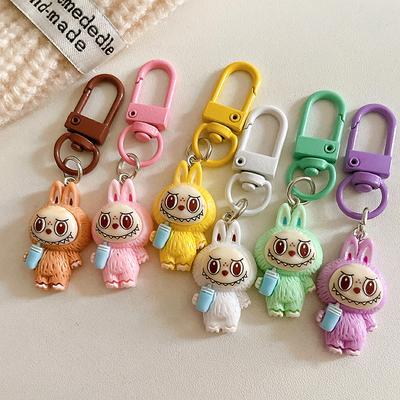 Niedlicher Cartoon Kawaii Labubu Schlüsselanhänger Anhänger Lustiger Auto-Schlüsselring Exquisite kreative Rucksack-Dekoration Zubehör Geschenke