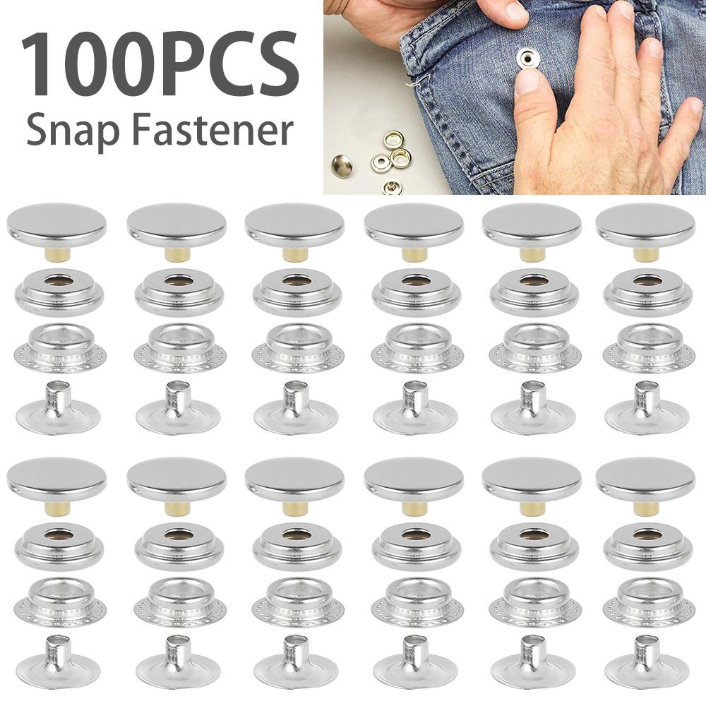 100Pcs Snap Fastener Tool Heavy Duty Metal Snap Buttons Kit for Clothing Press Studs Snap Fasteners Snap Setter Tool for Marine