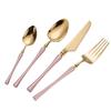 Stainless Steel Small Waist Cutlery Set: Steak Knife, Fork, Dessert Spoon, Mirror Finish.