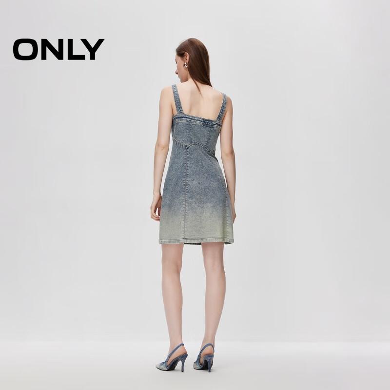 ONLY 2024 Autumn Retro Washed Gradient Denim Suspender Mini Dress