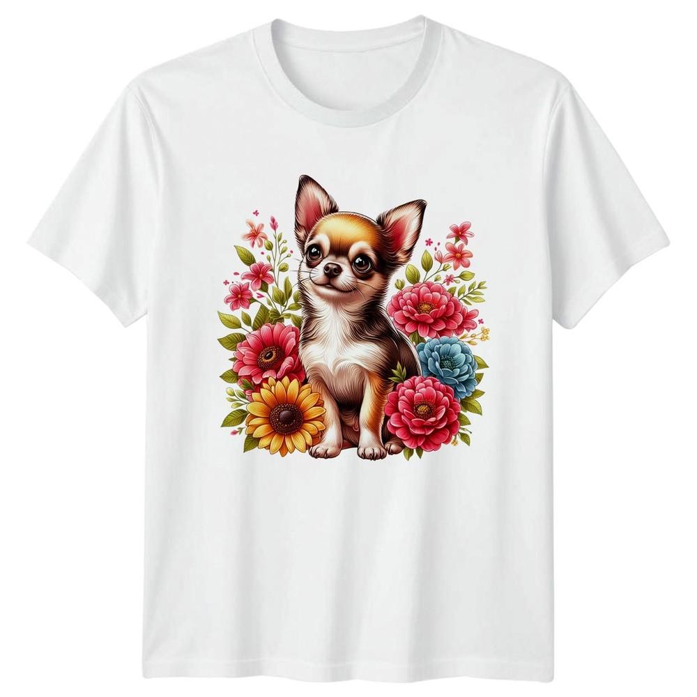 Sweet Chihuahua Puppy Dog Surrounded Unisexs TShirt Chihuahua Floral Dog S