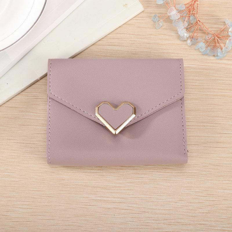 Heart-Shaped Tri-Fold Metal Wallet - Elegant & Versatile Women's Accessory