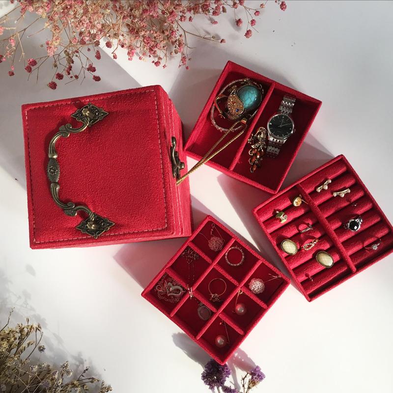 Jewelry Display Box Vintage Retro Jewelry Box Luxury Fashion Organizer Display Showcases Gifts Packaging Supplies