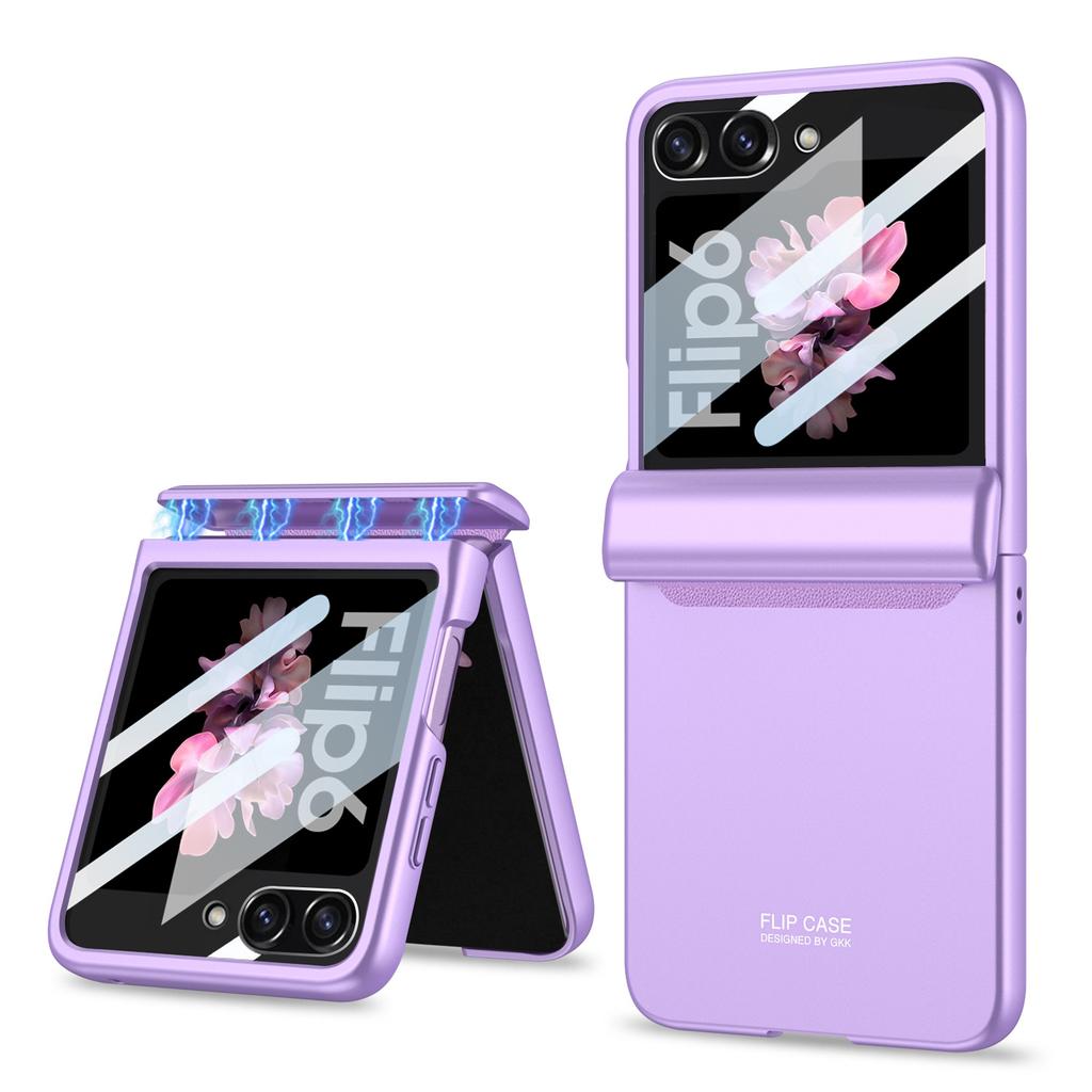 Samsung Folding Zflip6 Mobile Phone Case Anti Fall Magnetic Suction Folding Large Window Fashionable Matte All Inclusive Protective Case