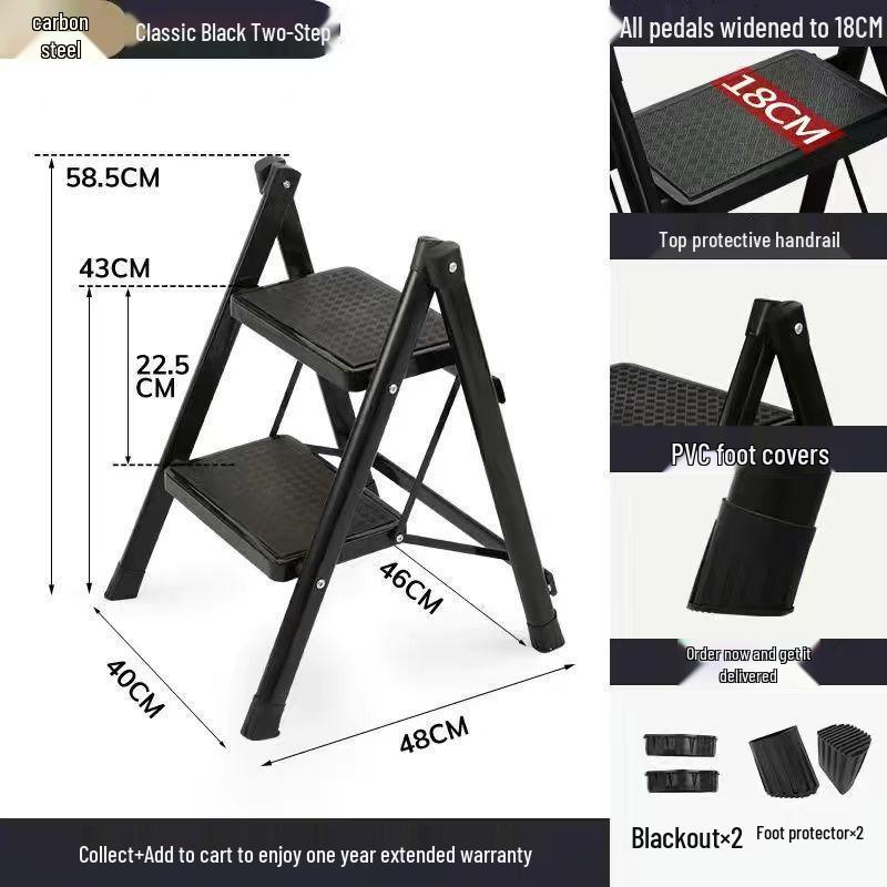 Multifunctional Carbon Steel Folding A-Frame Ladder for Indoor Use