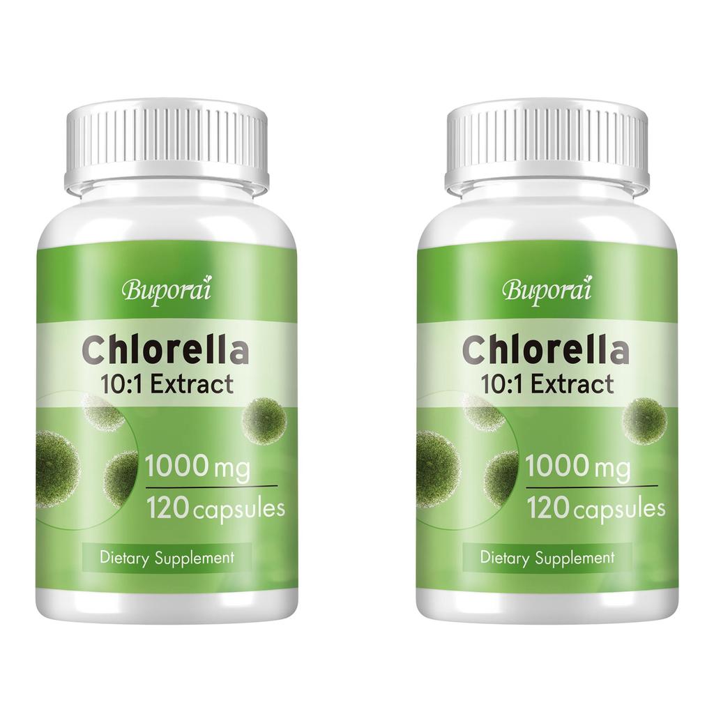 Chlorella Extract Capsules, 10:1 High Concentration 1000mg Algae Extract, Nutritional Supplement
