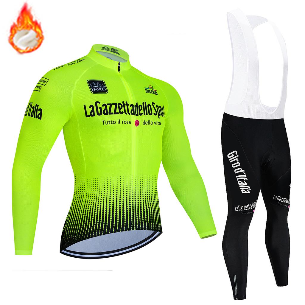 Winter Cycling Jersey Set 2025 Men's Long Sleeve Mountain Bike Cycling Clothing Fleece Warm MTB Bicycle Clothes Wear Suit