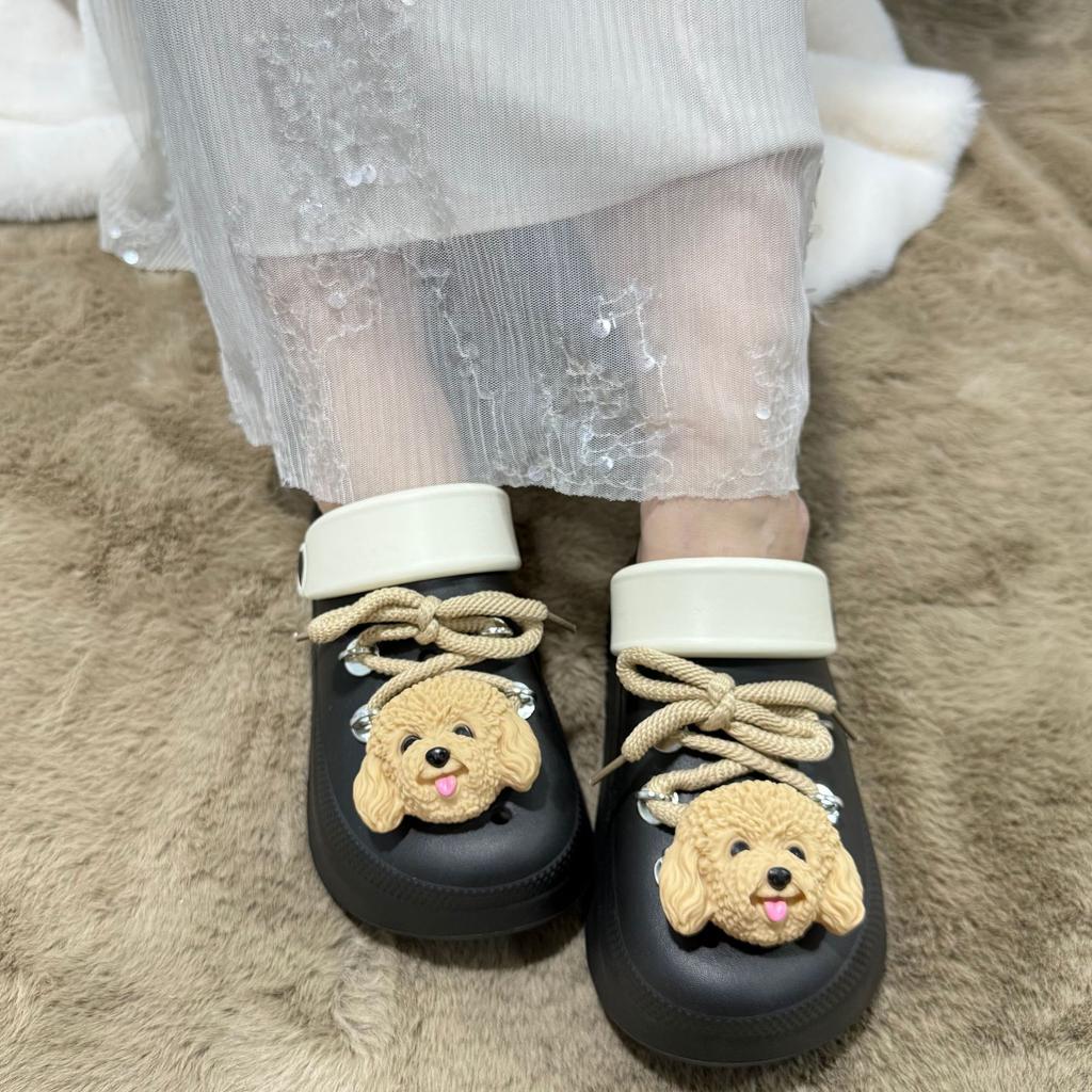 Cartoon puppy small cloth eva hole shoes women's outer wear parent-child versatile soft sole non-slip bag head sandals couple