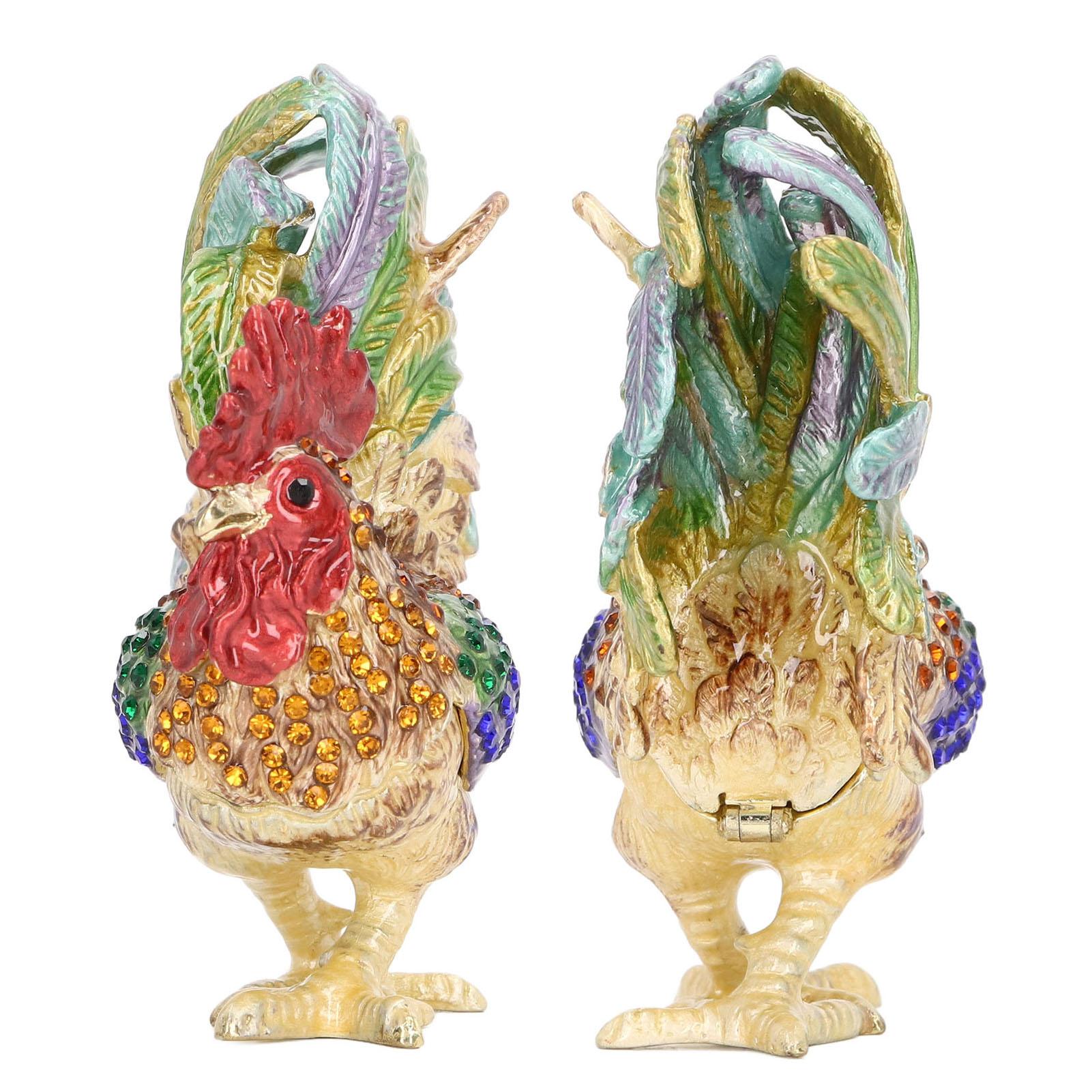 

Шкатулка-петушок, сплав со стразами, яркие цвета, широкое применение, инкрустированная шкатулка для