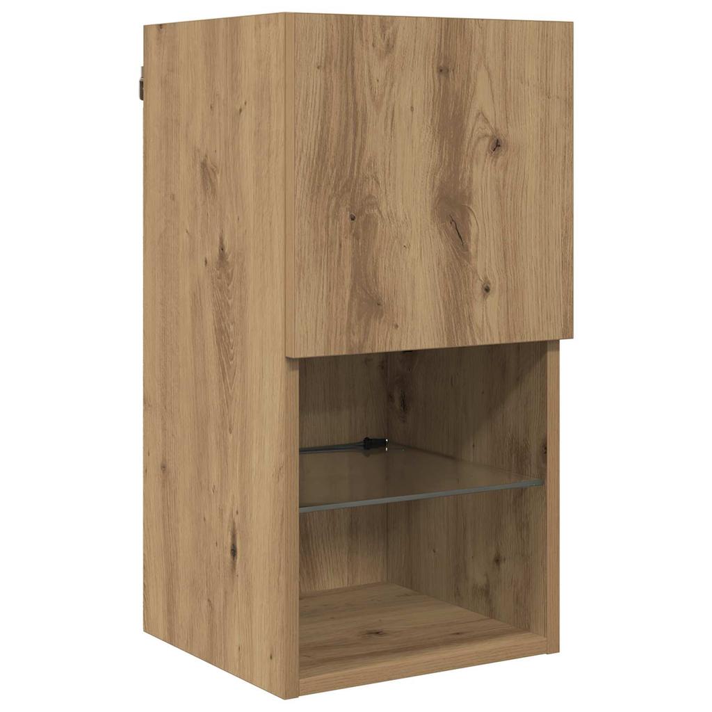 TV Wall Mounted Shelf Unit 6 pcs Artisan Oak Wood Based Material