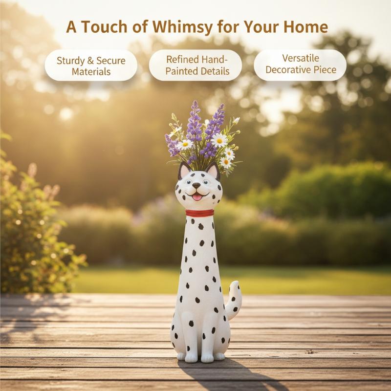 Schokbestendig Hars Dier Bloemenvaas Schattige Hond Kat Vorm Speels Ornament voor Familie Huis Kinderkamer Bureau Decoratie