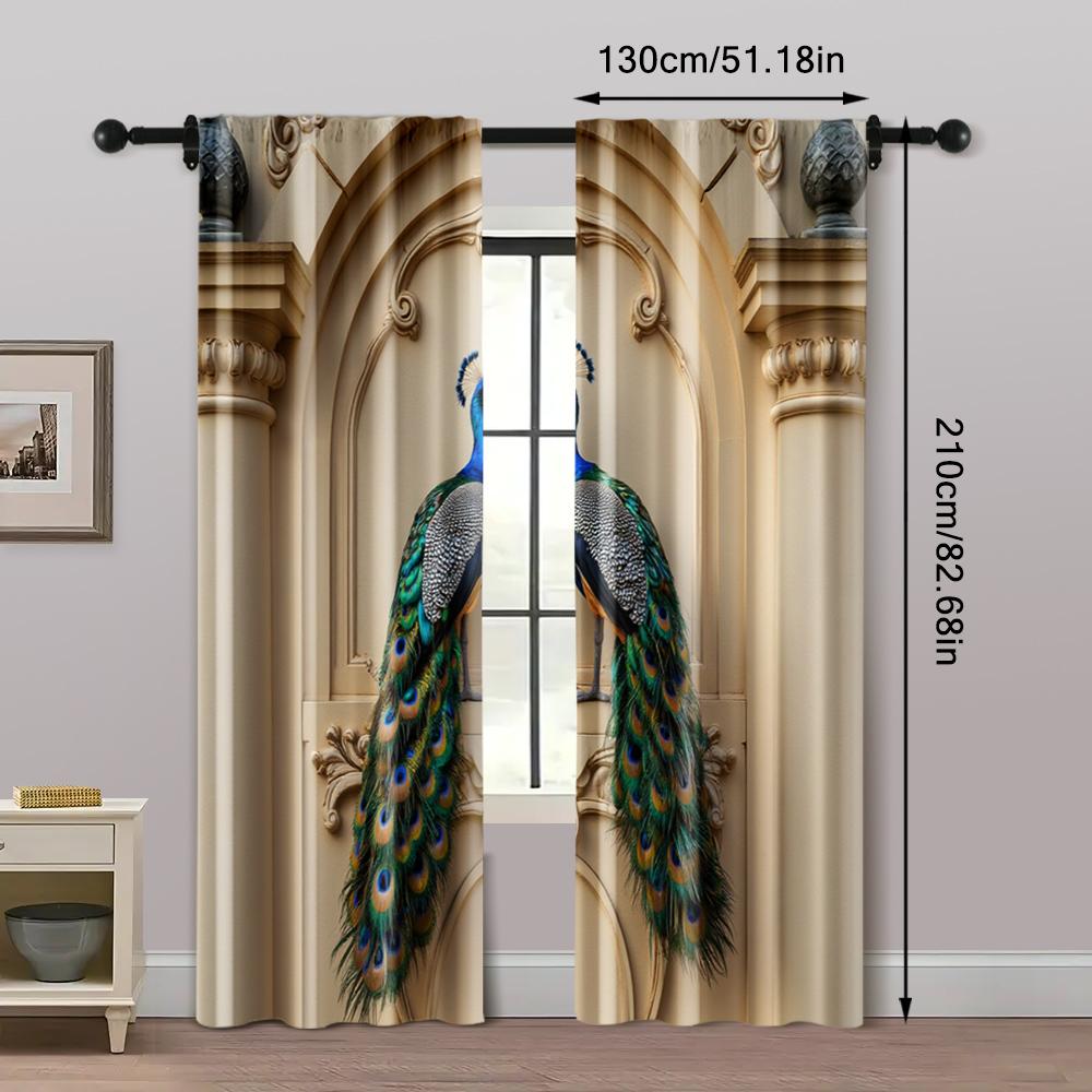 2pcs   Light Filtering Curtains Vibrant Peacock Gothic Machine Washable Polyester (without Rod) Decorations Outdoor for Bedroom