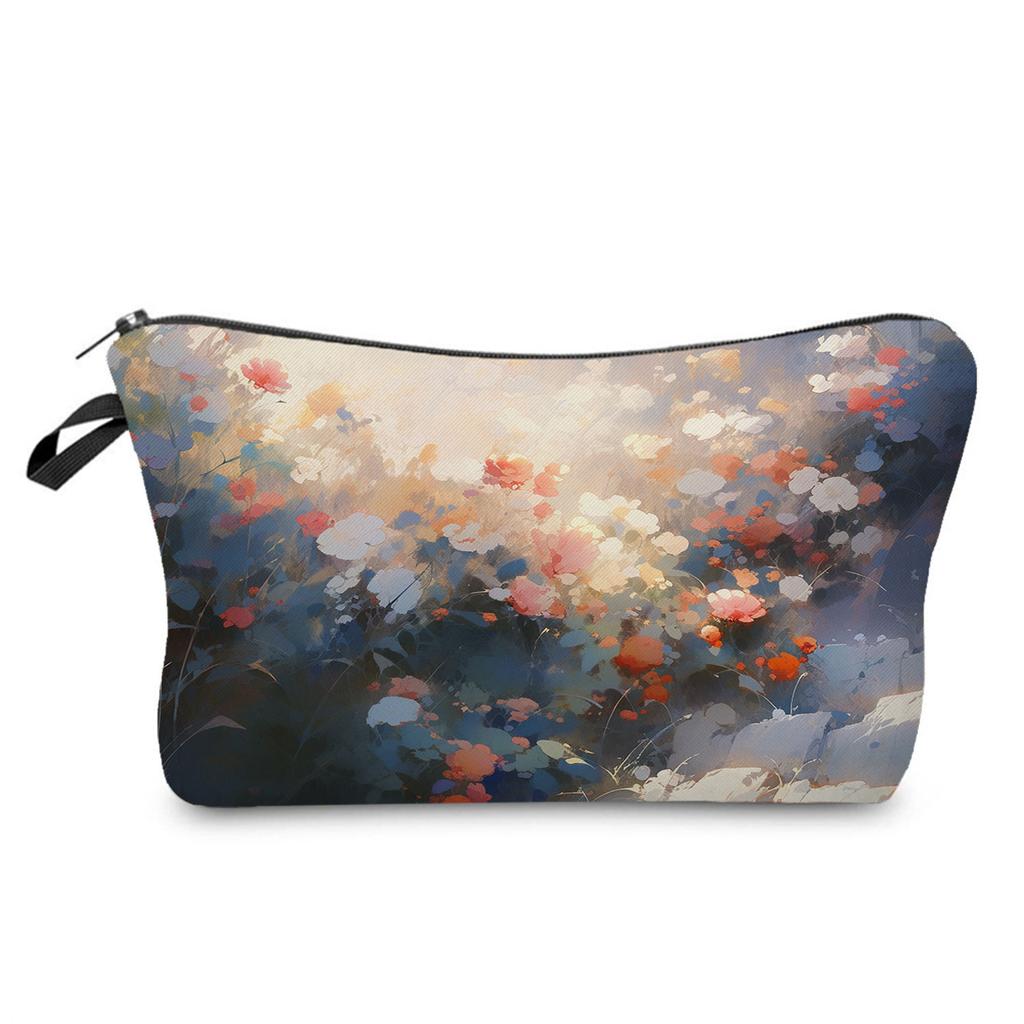 Women Oil painting of flowers Print Cosmetic Bag Toiletries Organize Travel Storage Case 6386